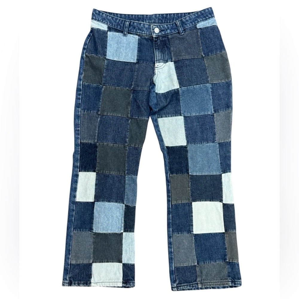 Vintage Y2K Clockhouse Grunge Hippie Patchwork Low Rise Denim Blue Jeans EUR 42 - Picture 3 of 13